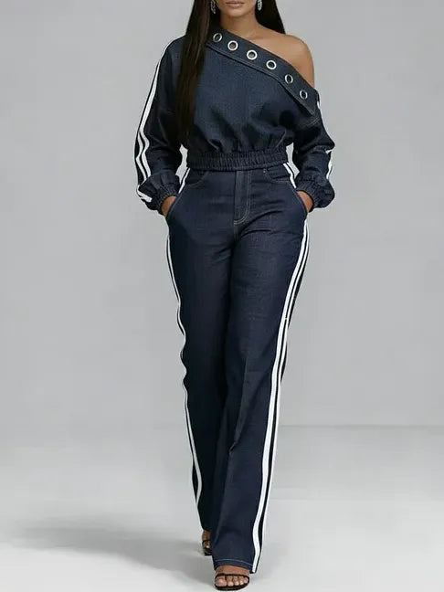 Casual And Cozy White-trimmed Straight-leg Jeans