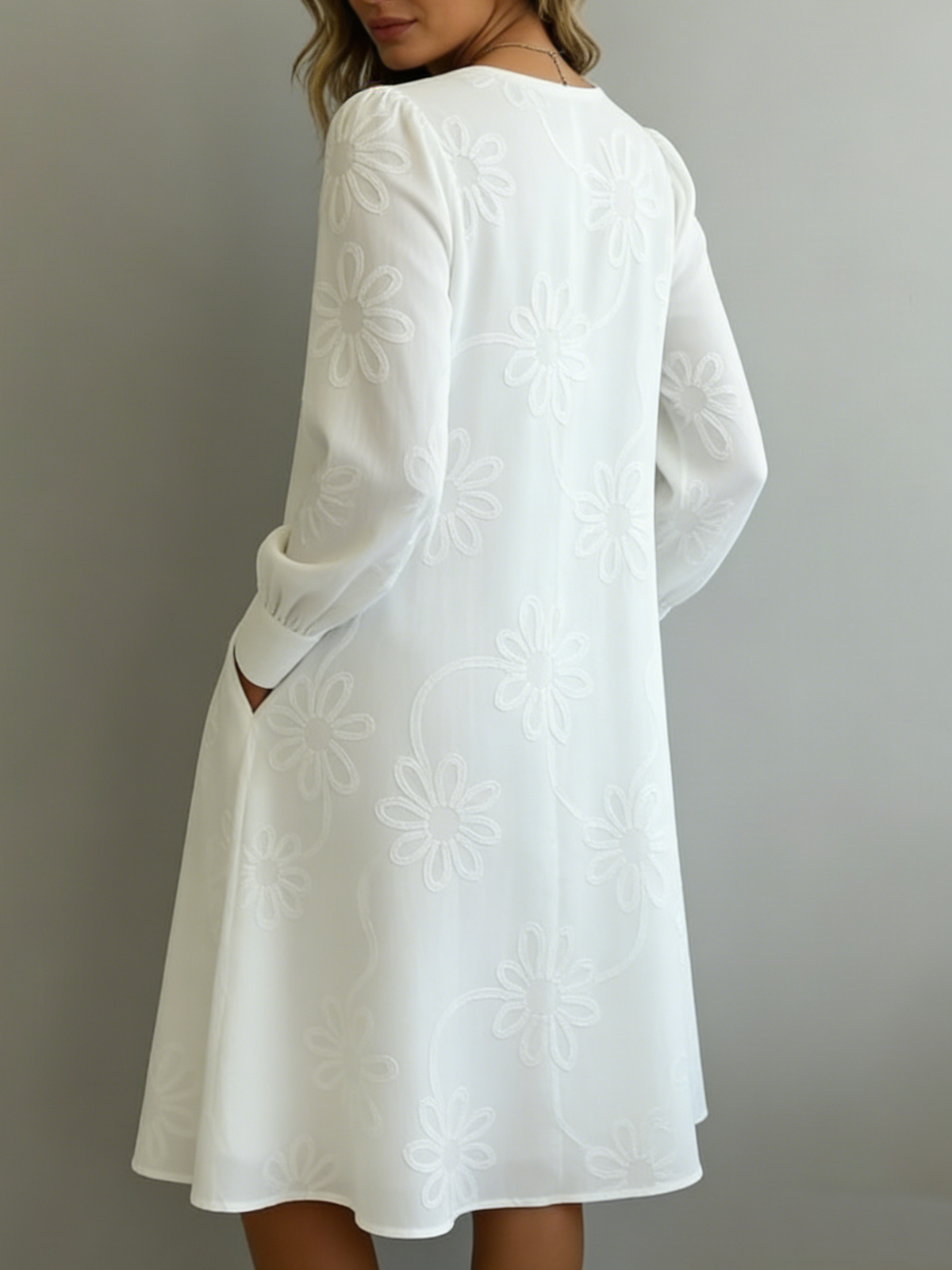 Vintage Elegant V-neck Floral Embroidery Dress