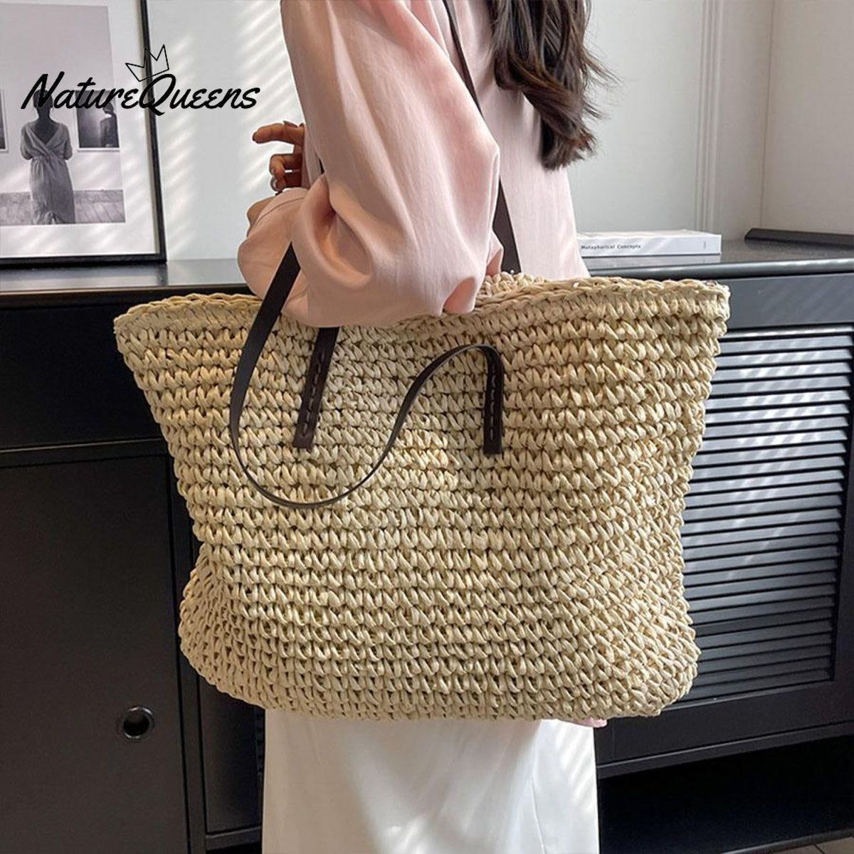 Beach Vacation Western Fashion Large Capacity Shoulder Tote Straw Bag