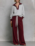 Sport Luxe Half-Zip Pullover & Wide Leg Pants Set
