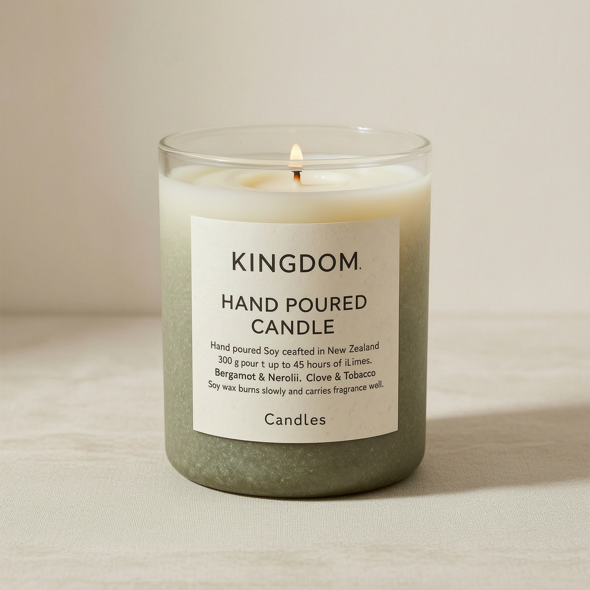Kingdom Hand Poured Candle - closeup