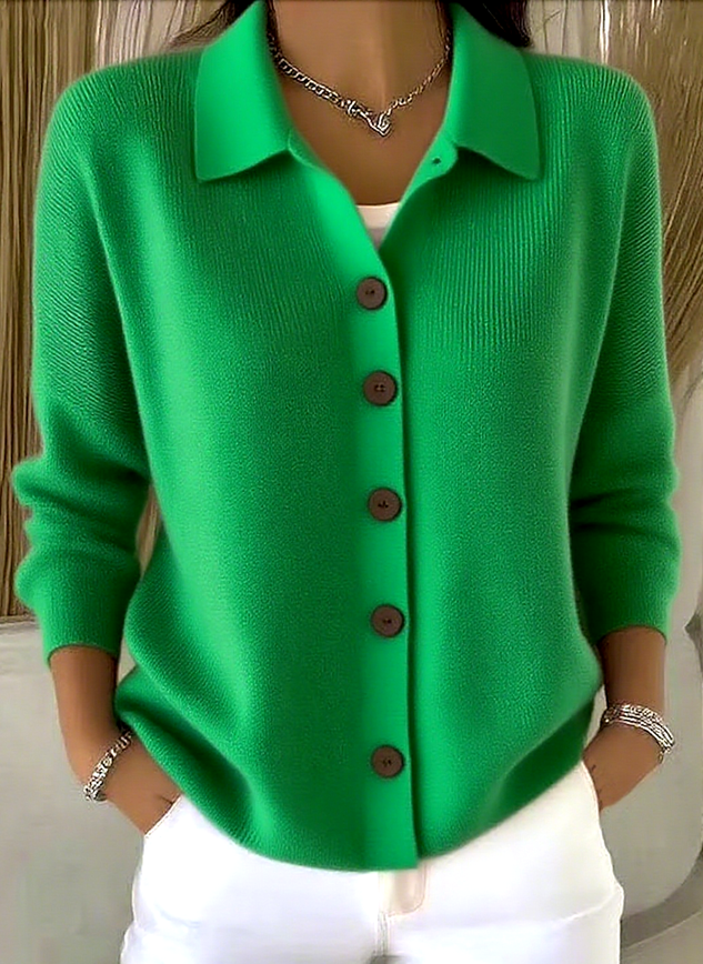 Women Cotton Plain Long Sleeve Comfy Casual Cardigan