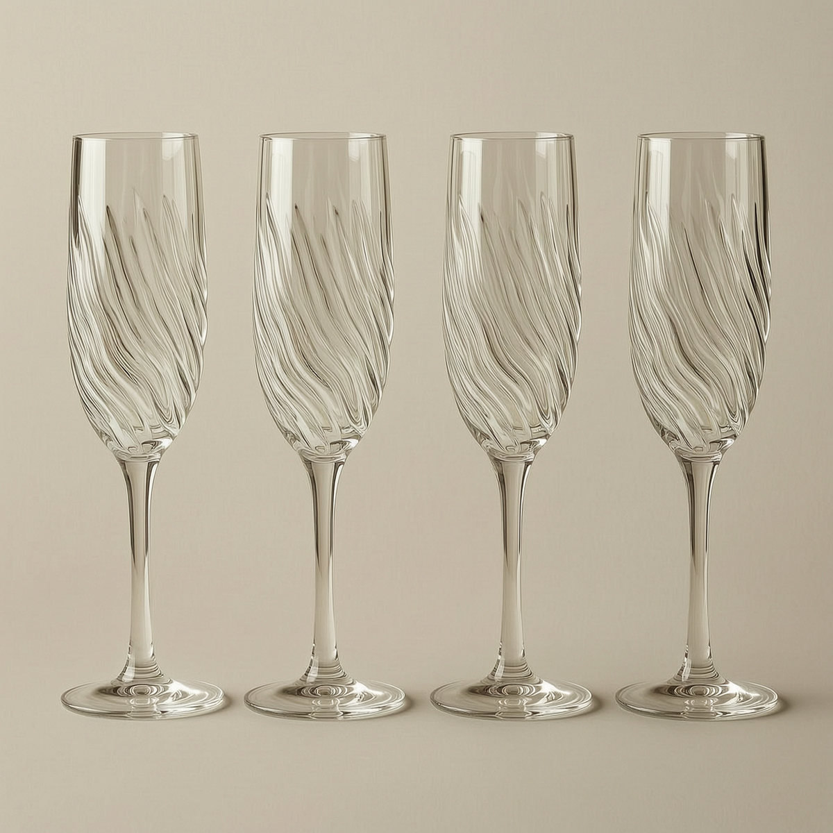 Melted Crystal Champagne Flute - Set of 4 - closeup