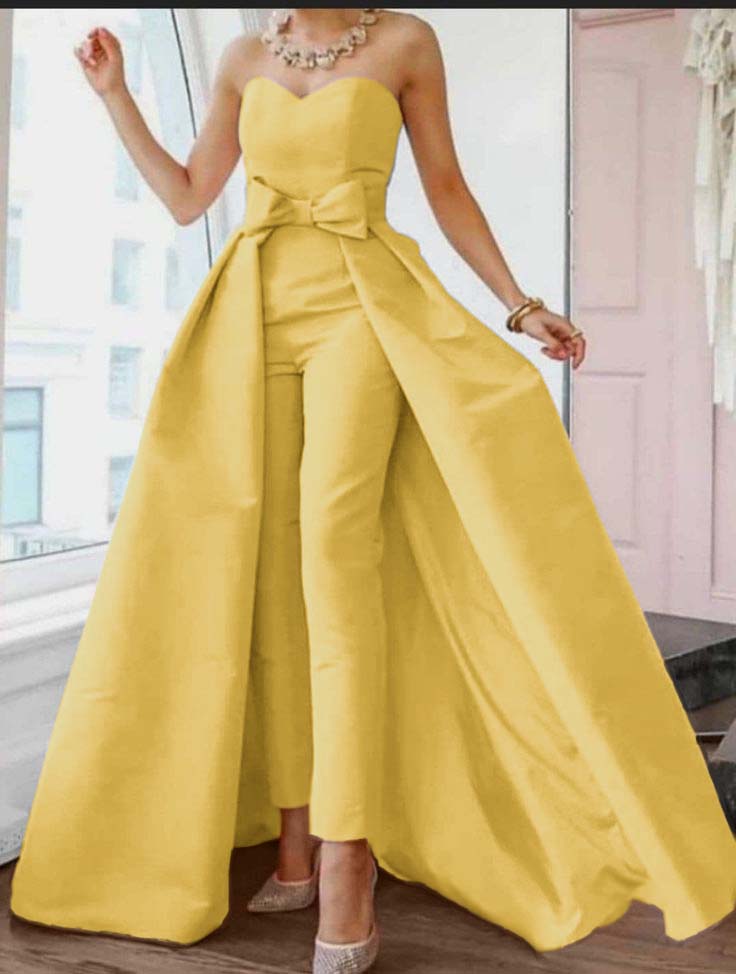 Cocoslly Stuning Pink Sweetheart Sleeveless Strapless High Waist jumpsuit