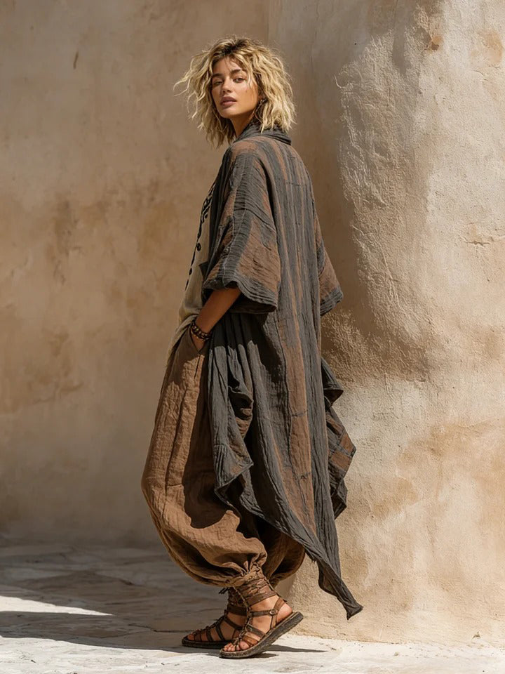 Boho Casual Loose Linen Cotton Three-piece Set