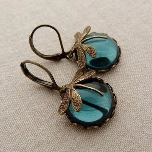Vintage Dragonfly Glass Earrings