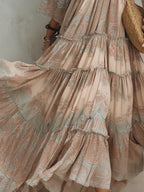 Boho Vintage Paisley Print Tiered Maxi Dress