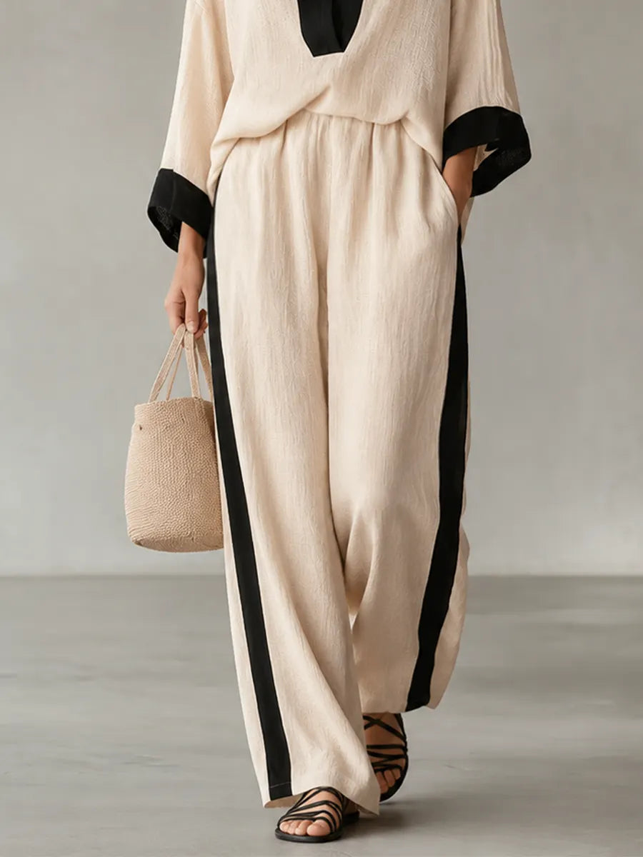 Modern Bohemian Batwing Sleeve Top & Palazzo Pants Set