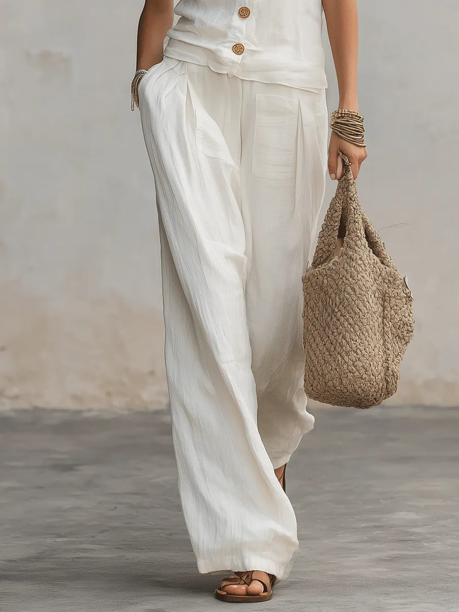 Chic Ivory Ruffle-Sleeve Button Vest Set