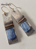 Antique Silver Blue and White Sapphire Earrings