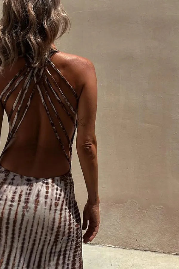 Slim Open Back Crossover Dress