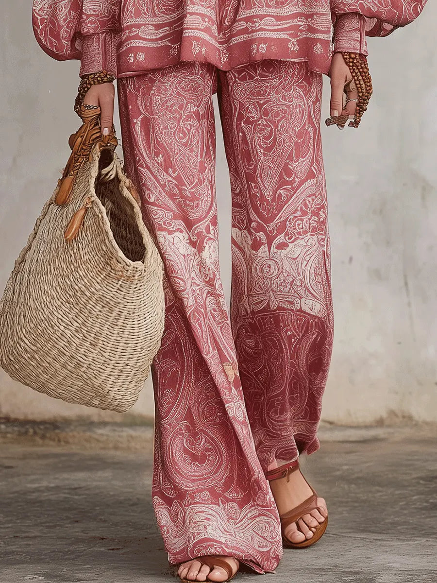 Relaxed Boho Chic Floral Print Paisley  Set