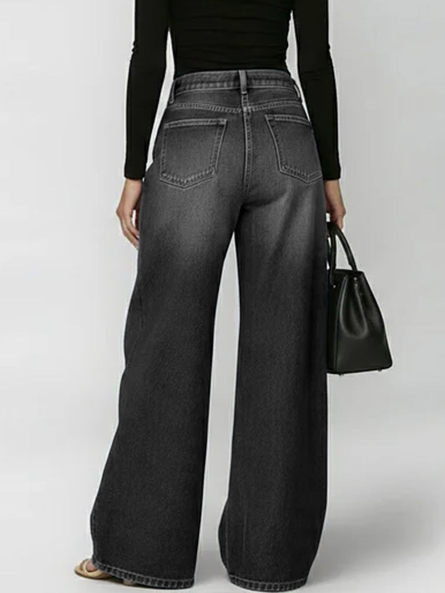 Women's New High-waisted Casual Loose Wide-leg Jeans