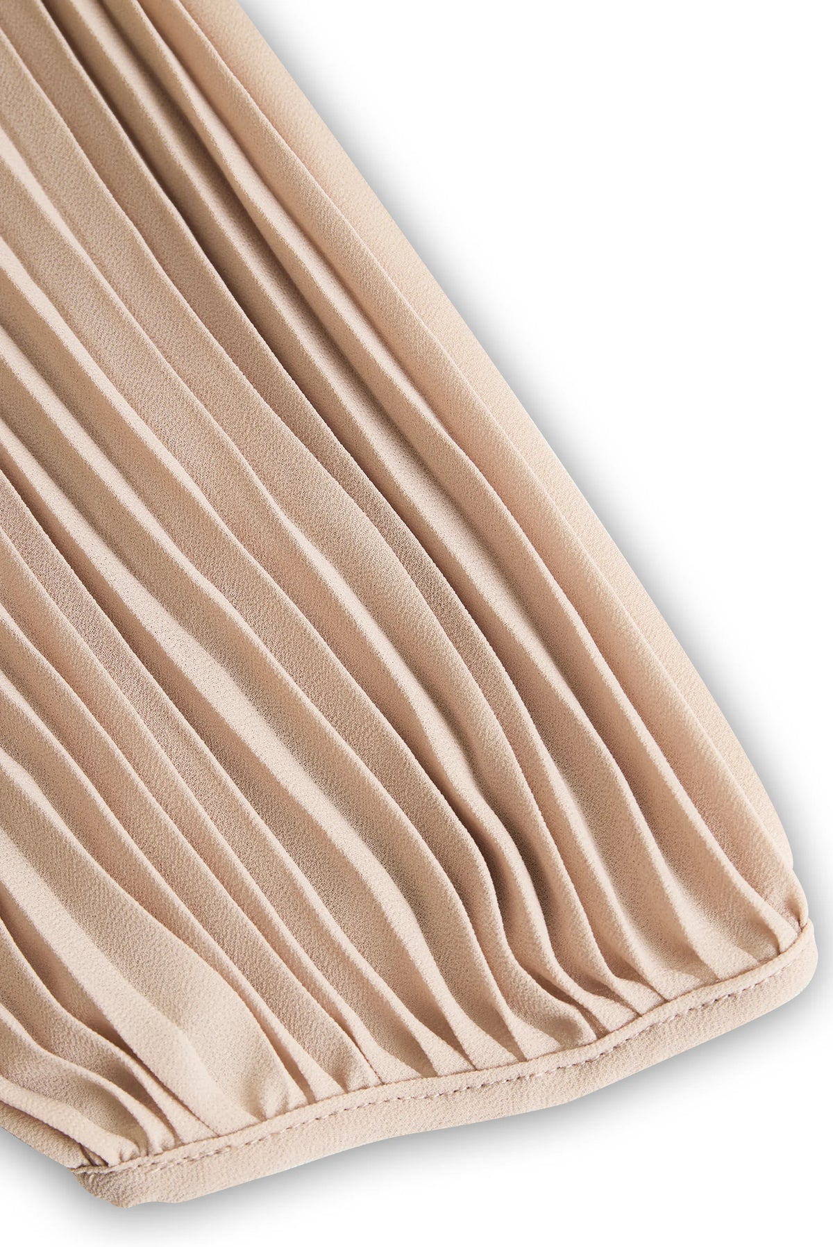 Pleated High-Neck Maxi Dress