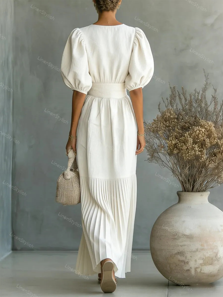 Fashion Crewneck Pleated Dress